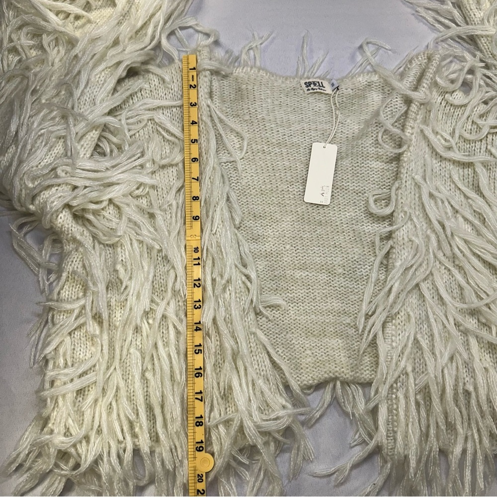 Spell And The Gypsy Collective NWT Cream Fringe Mohair Cardigan OS - Picture 15 of 15